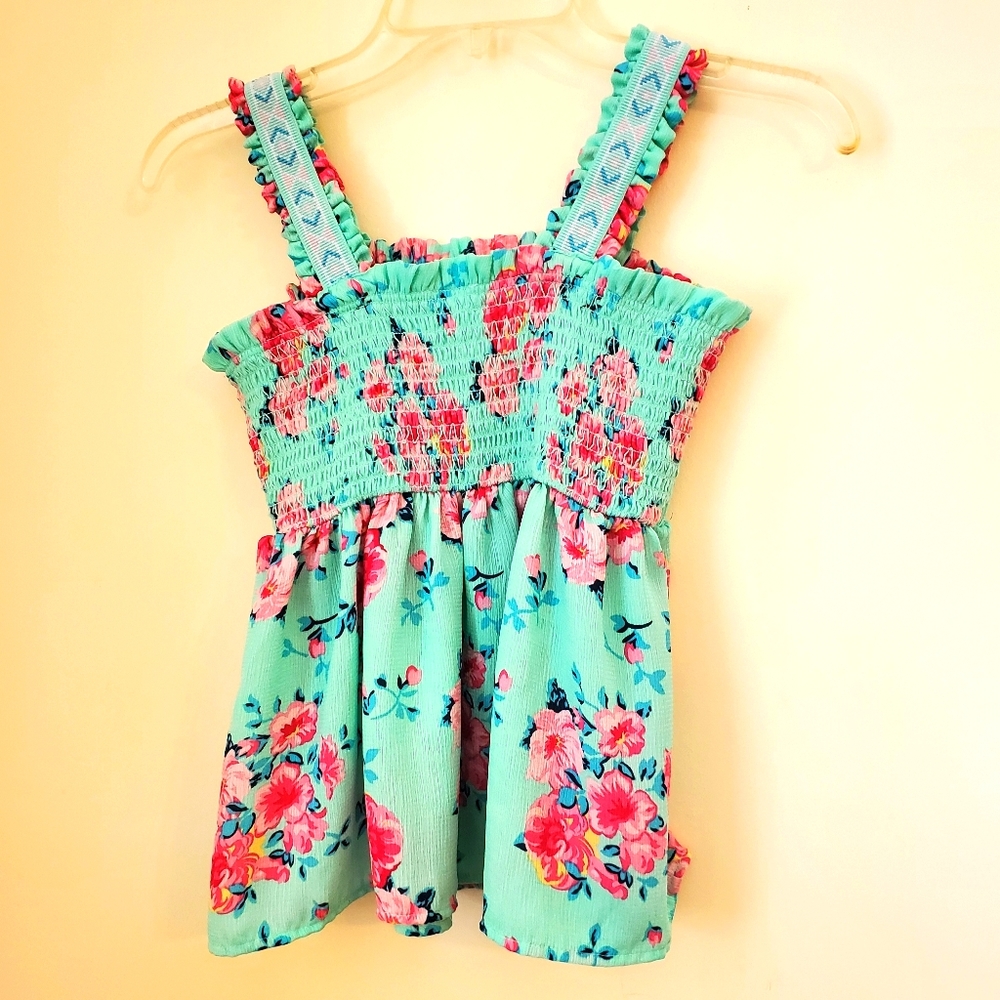 Wonder Nation Girls Floral Boho Ruffle Smock Top
